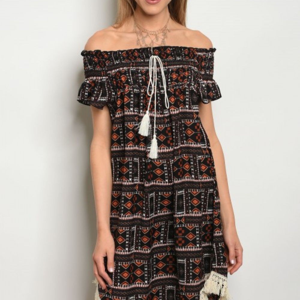 BLACK RUST DRESS Off The Shoulder Dress - Picture 1 of 2